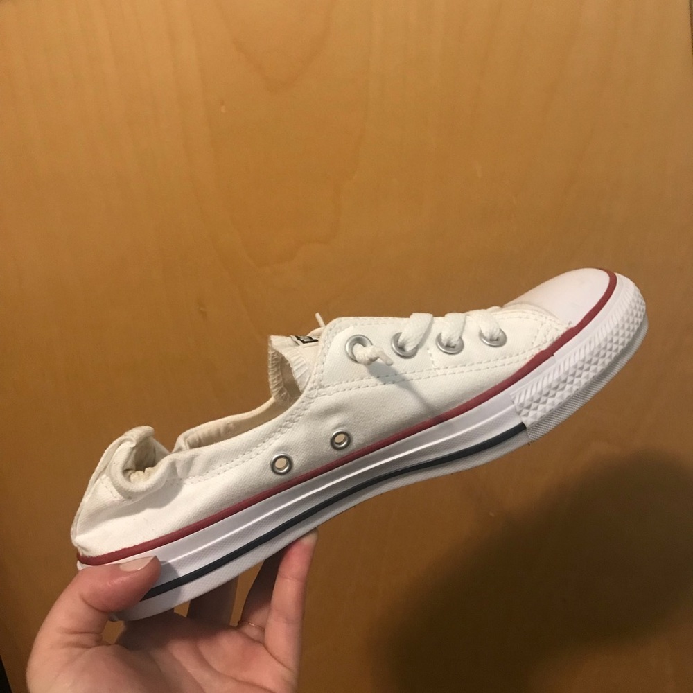 Worn once white slip on converse!